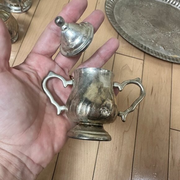 GODINGER SILVER ART Vintage Silverplate Miniature Tea Set with Tray - Picture 13 of 16